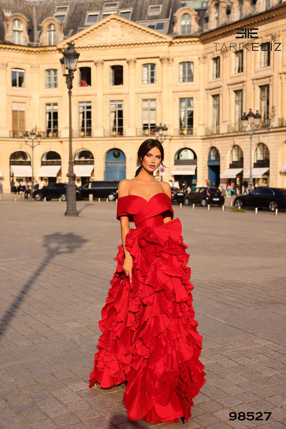 Tarik Ediz 98527 Taffeta Fabric Strapless Neckline Ball Gowns Long Dress