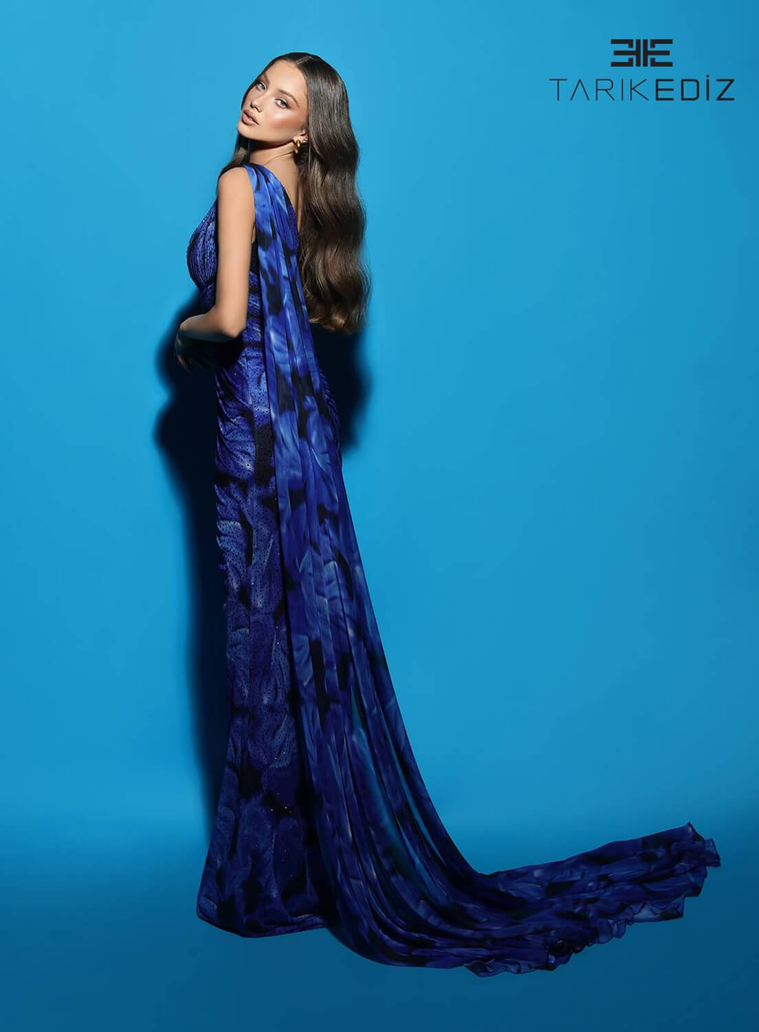 Tarik Ediz 98560 Jersey Fabric One Shoulder Neckline Fitted Long Dress