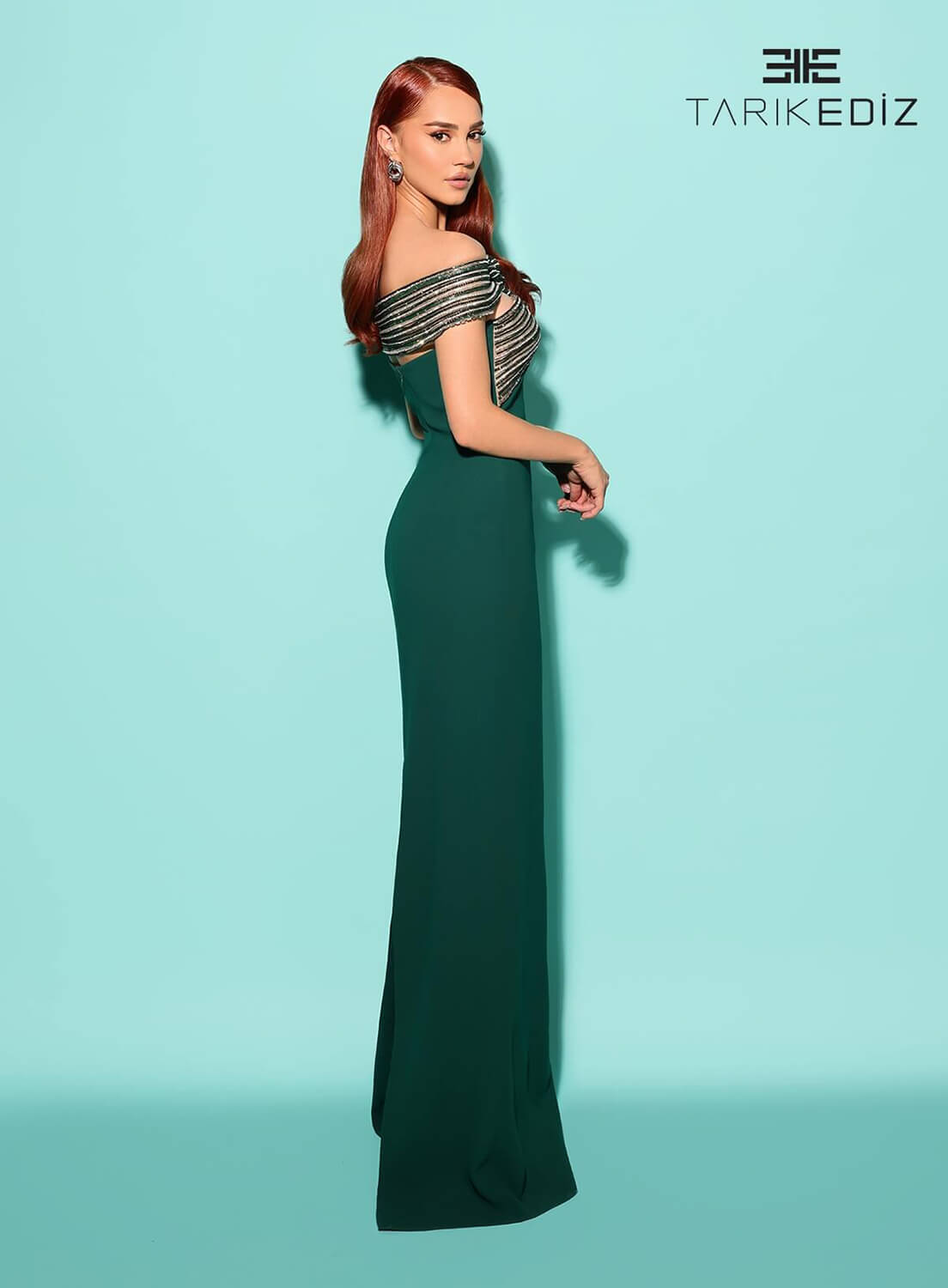 Shop Tarik Ediz 98562 Crepe Fabric Strapless Neckline Column Fitted Long  Dress – B Chic Fashions