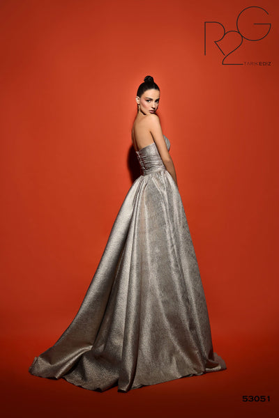 Tarik Ediz 53051 Jacquard Fabric Sweetheart Neckline A-Line Long Dress