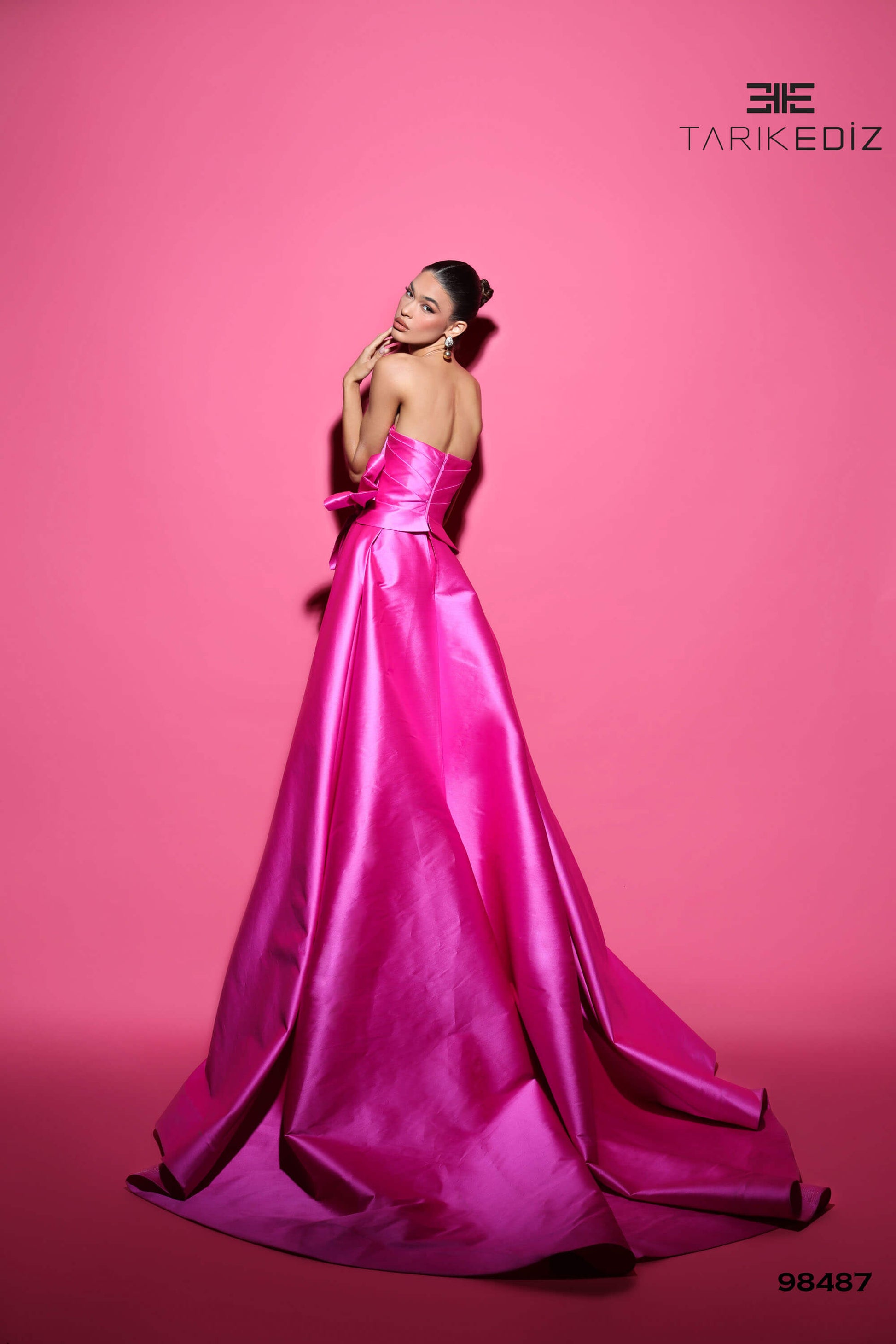 Tarik Ediz 98487 Taffeta Fabric Sweetheart Neckline A-Line Long Dress